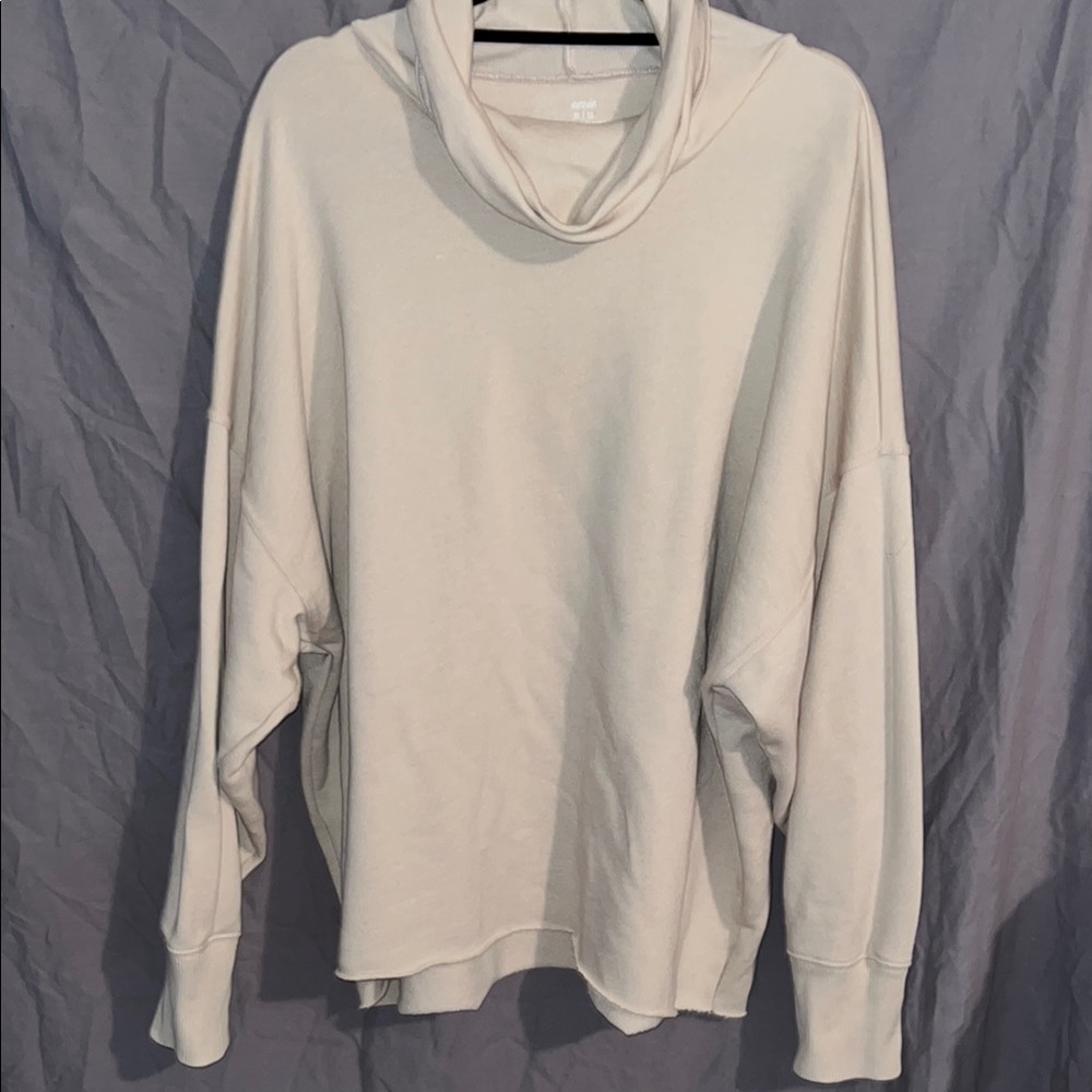 Cream Cowl Neck Sweater with Relaxed Fit